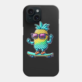 pixel pineapple on a skateboard Phone Case