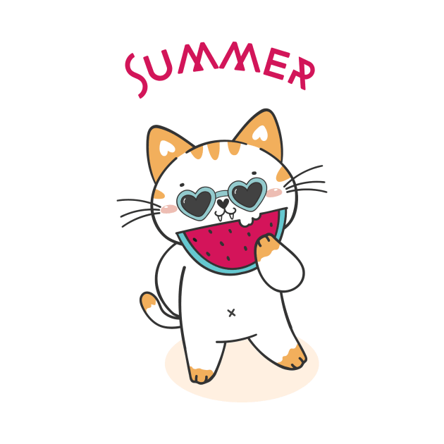 Cute Cat Eating Watermelon by Moses763