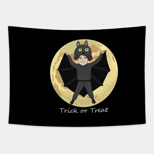 Lovely Kid in Halloween Bat Costume Tapestry by Buntoonkook