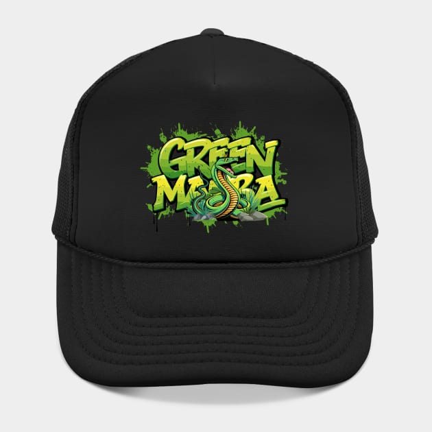 African Green Mamba, grafitti urban design - Green Mamba Snake - Hat ...