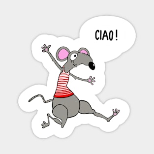 Ciao! Happy rat running to meet his friend. Magnet