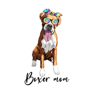 Boxer Mom Dog Tie Dye Bandana Sunglasses Mother's Day T-Shirt