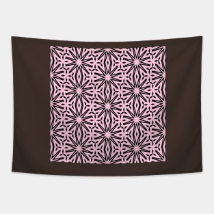 Fun Pink and Black Abstract Suns Pattern Tapestry