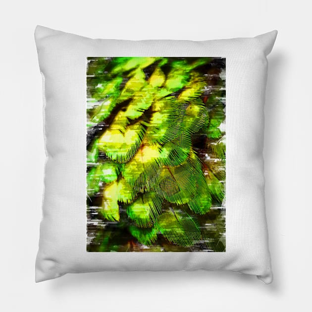 Green Bird Feather Abstract Pattern. For Feather & Bird Lovers. Pillow by ColortrixArt