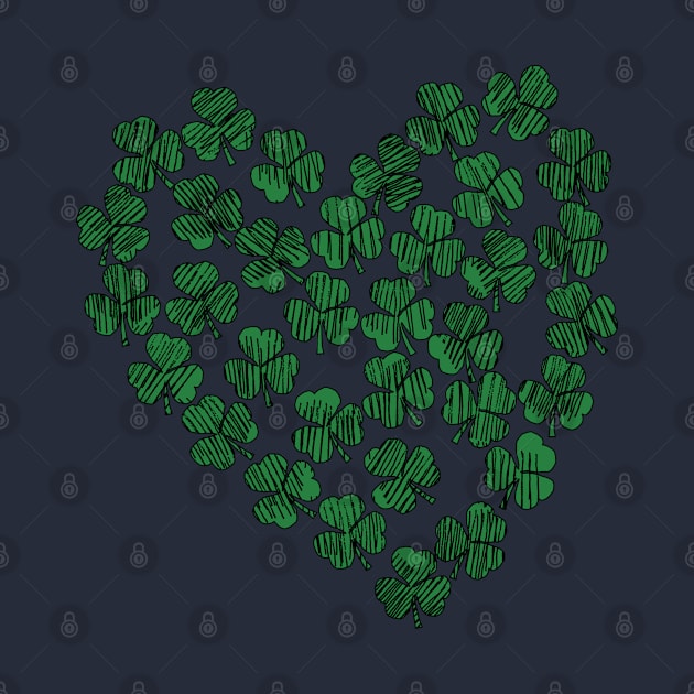 St Patricks Day Green Shamrock Heart by ellenhenryart