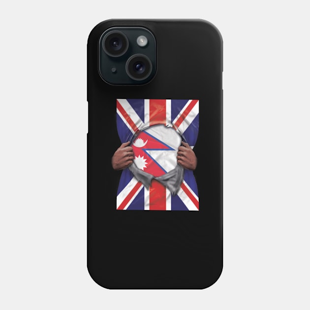 Nepal Flag Great Britain Flag Ripped - Gift for Nepalese From Nepal Phone Case by Country Flags