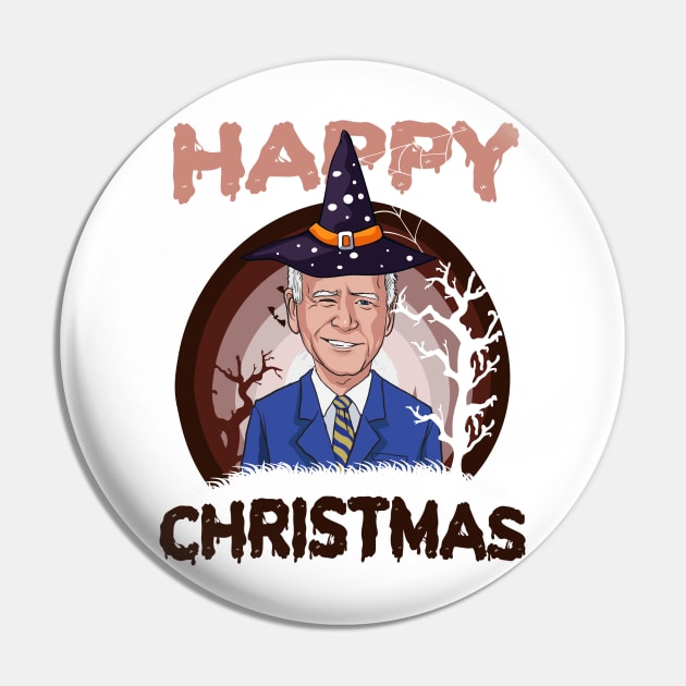 Funny Joe Biden Rainbow Halloween Happy Christmas Witch Hat Anti Biden Pin by wonderws