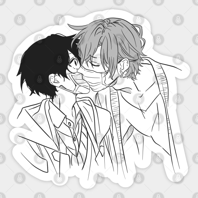 Sasaki and Miyano pack Sticker for Sale by Neelam789