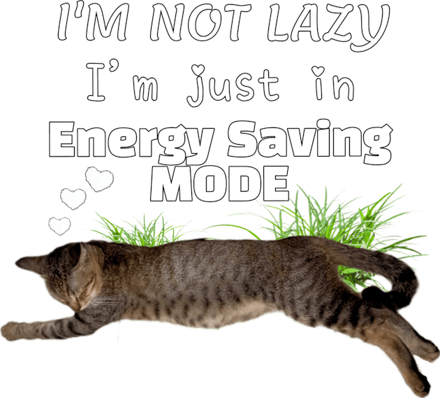 I'm Not Lazy Saving Energy Mode Heart Cat in Grass Cat Lover Kids T-Shirt by aspinBreedCo2