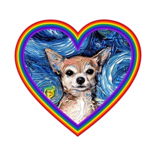 Chihuahua in a Rainbow Heart T-Shirt