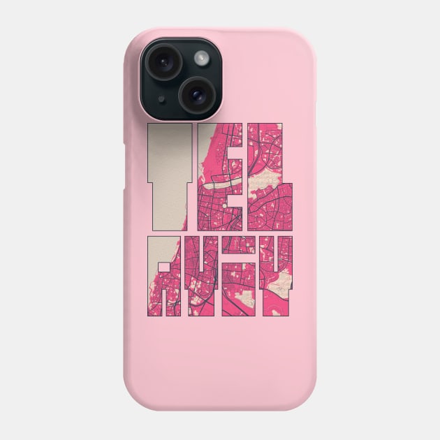 Tel Aviv, Israel City Map Typography - Blossom Phone Case by deMAP Studio