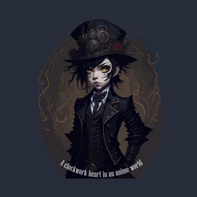 A clockwork heart in an anime world - Steampunk anime character by AniMilan Design