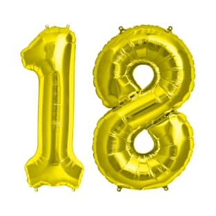 Yellow Gold 18th Birthday Metallic Helium Balloons Numbers T-Shirt