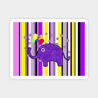 FUNNY  Elephant Party Stripes Magnet