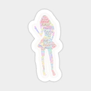 Fashion Girl Silhouette Shape Text Word Cloud Magnet