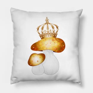 royal mushroom with a large golden crown Pillow