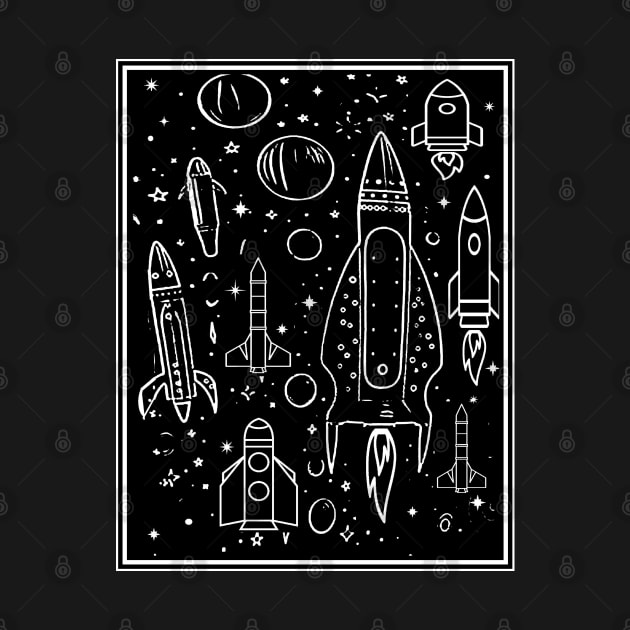 Rockets and Spaceships : Abstract Whimsical Print by posterbobs