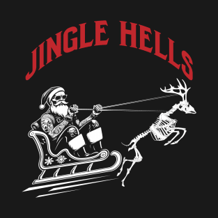 Christmas Jingle Hells Santa with Skeleton Reindeer T-Shirt