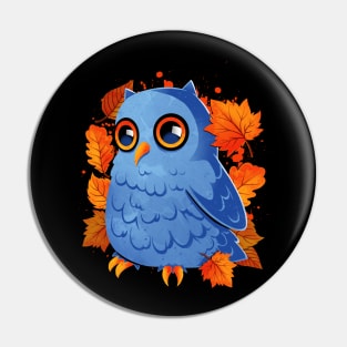 Blue Owl Orange Autumn Leaves Pin