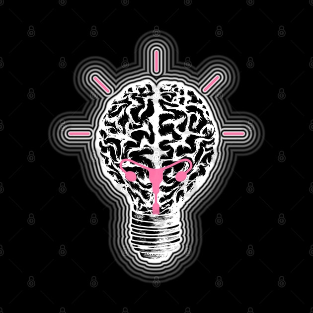 Light bulb brain, feminine creative idea, feminine thinking power by Collagedream