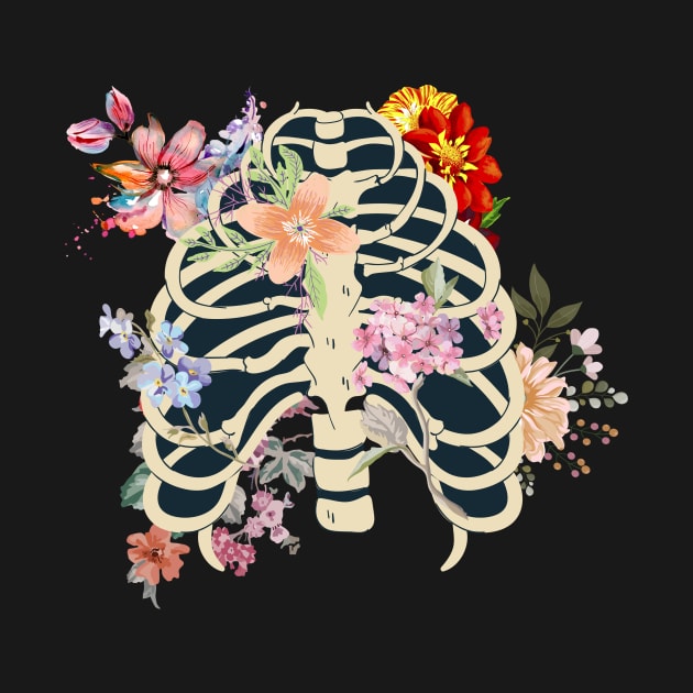 Ribcage and flowers by Psychodelic Goat