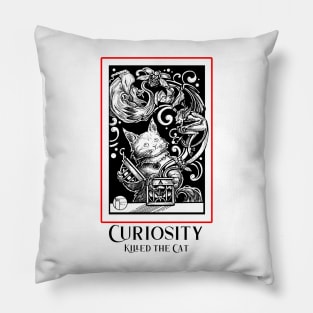 Opening Pandora's Box - Curiosity Killed The Cat -Red Outlined Version Pillow