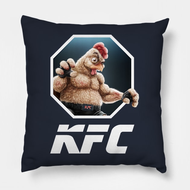 KFC Fighter Logo White Pillow by Rony Azurdia