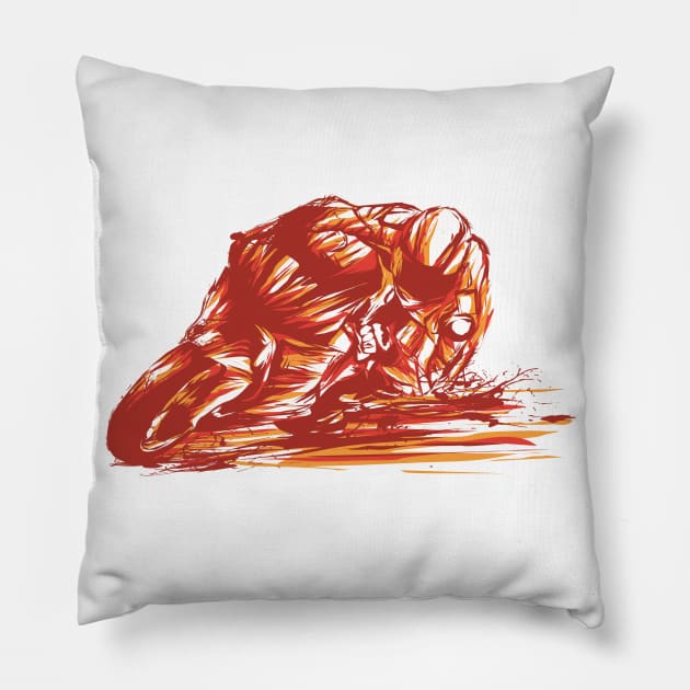 The Motorcycle Racer Pillow by ManxHaven