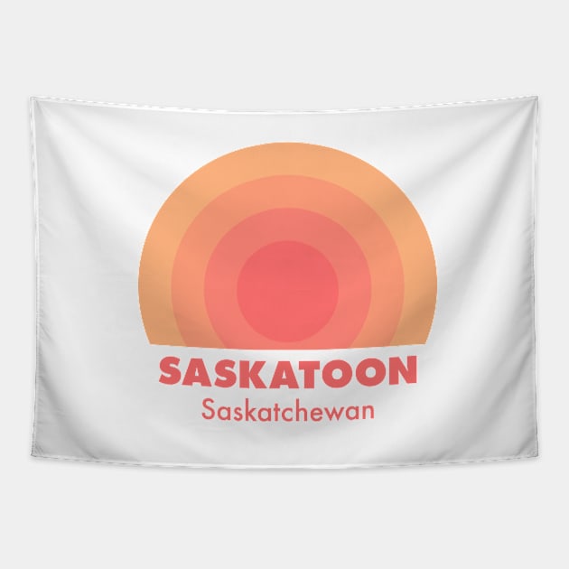 Saskatoon Sask Retro Orange Tapestry by modeoftravel