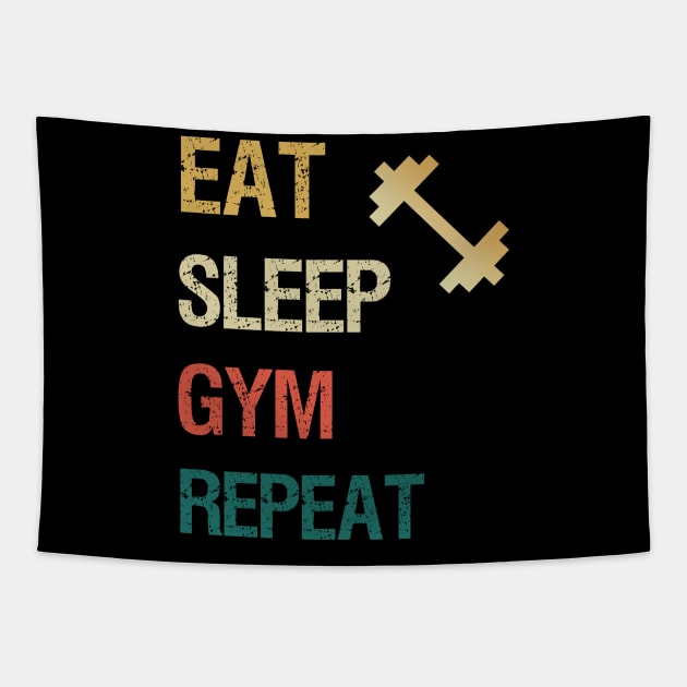 Eat sleep gym repeat Tapestry by cypryanus