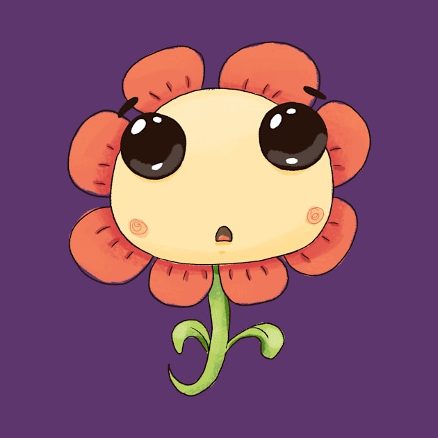 Cute beautiful surprised flower character by Nataly Agapitova