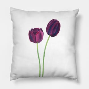 2 dark purple tulips Pillow