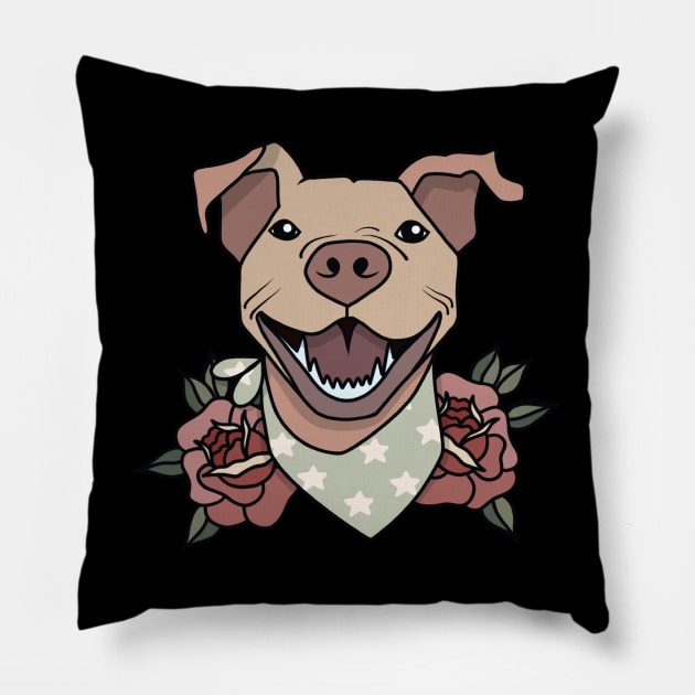 Bully traditional tattoo pitbull Pillow by X-TrashPanda