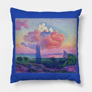 The Pink Cloud Over French Countryside & The Sea, Henri-Edmond Cross 1896 Pillow