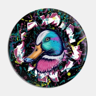 Mallard Duck Spray Paint Graffiti Art Pin