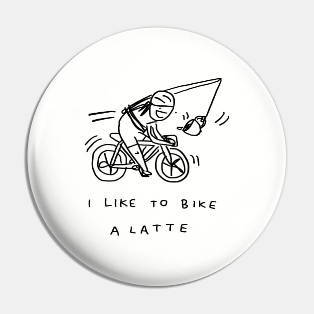 I Like To Bike A Latte Pin by Tegan Phillips Comics