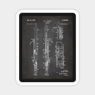 Bassoon Patent - Musician Classical Music Art - Black Chalkboard Magnet