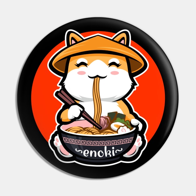 Enoki Mushroom Ramen & Kawaii Anime Shiba Inu Japan Sunset Pin by Etopix