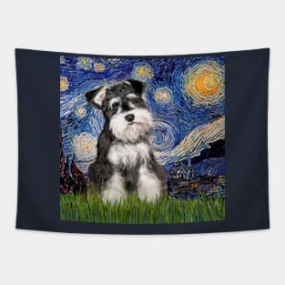 Schnauzer Puppy in Starry Night (square shape) Tapestry