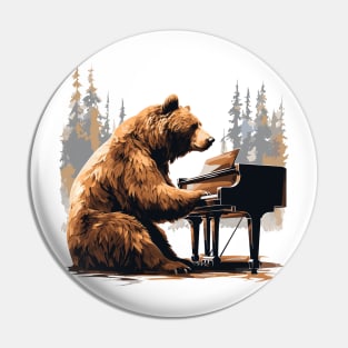 Grizzly Bear playing piano Pin