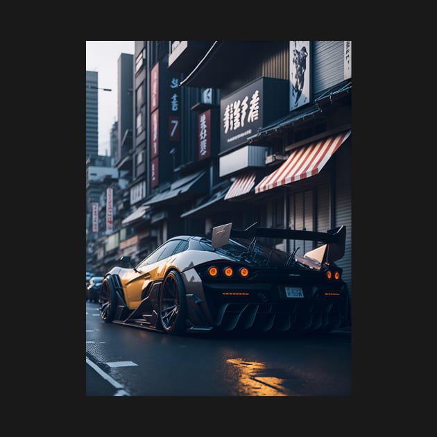 Dark Sports Car in Japanese City by star trek fanart and more