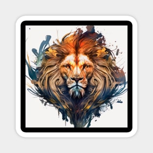 Lion Portrait Animal Painting Wildlife Outdoors Adventure Magnet