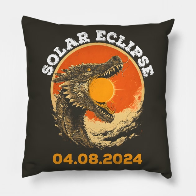 Total Solar Eclipse 04.08.24 Dragon Totality April 8 2024 Pillow by Ai Wanderer