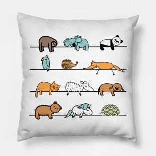 Funny lazy animals are sleeping Pillow