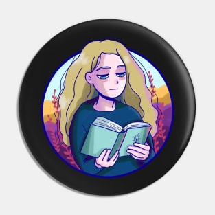 Cute blonde girl reading Pin