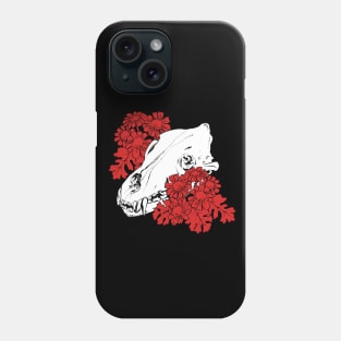 Wolf skull and flower Phone Case