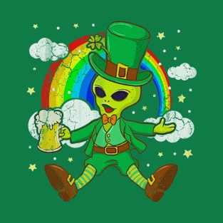 St Patricks Day Alien Leprechaun Irish Sci Fi T-Shirt