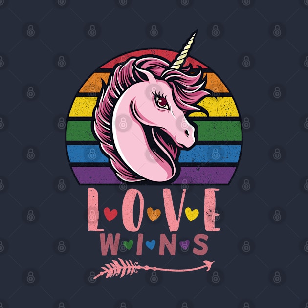 Love Wins Rainbow Unicorn lovers gift by Vixel Art