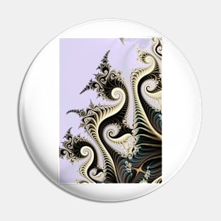 Black and White Curly Spirals Abstract Pattern Pin