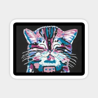 Cute Kitten colorful abstract art painting Magnet